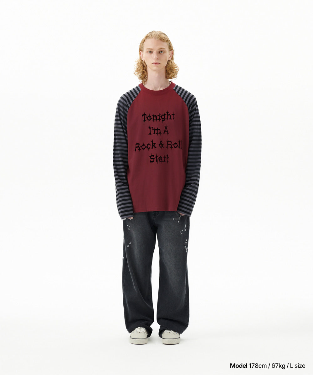 Mahagrid Rock Star Raglan Stripe Long Sleeve Tee