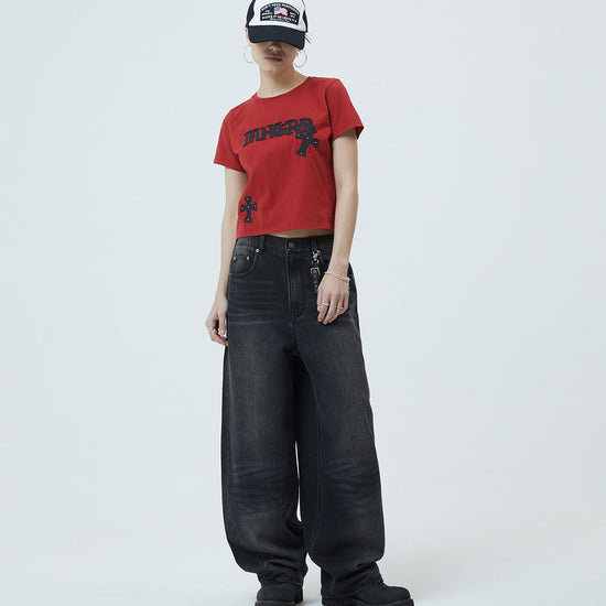 Mahagrid Gothic Applique Crop Tee