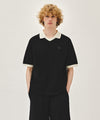Marithé François Girbaud SMALL CLASSIC LOGO PK COLLAR POINT TEE ivory