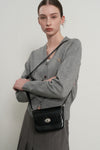 General Idea WOMAN Crack Faux Leather Crossbody Bag [BLACK]