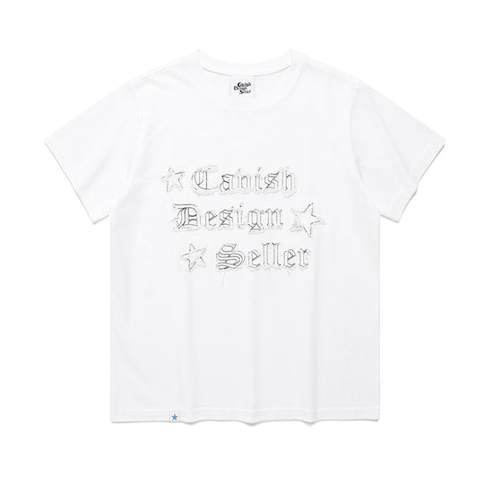 Cavish Women's Rawcut Applique Short Sleeve Tee