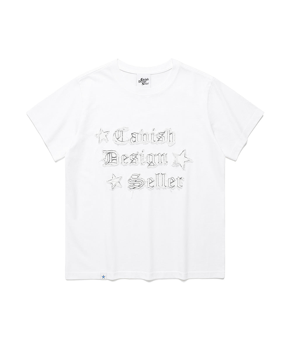 Cavish Women's Rawcut Applique Short Sleeve Tee