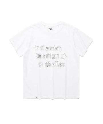 Cavish Women's Rawcut Applique Short Sleeve Tee