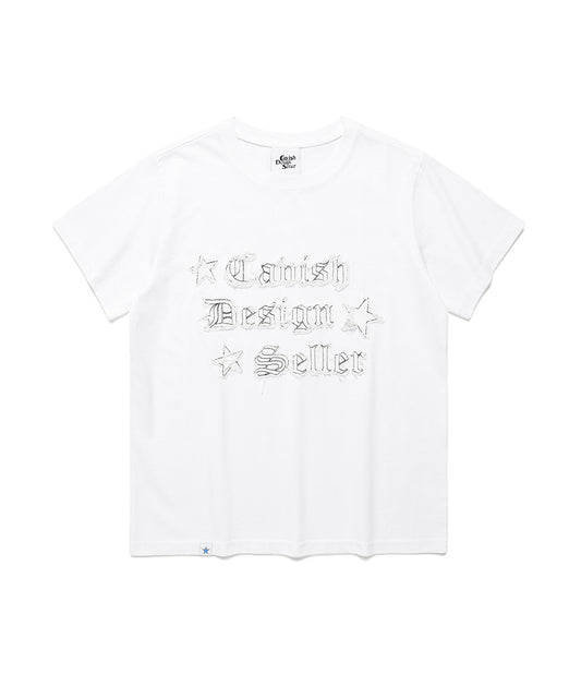 Cavish Women's Rawcut Applique Short Sleeve Tee