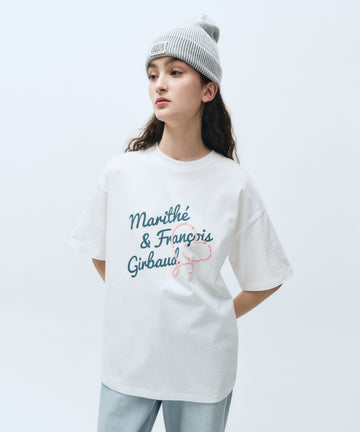 Marithé François Girbaud W Over Fit Handwriting Logo Heart Tee White