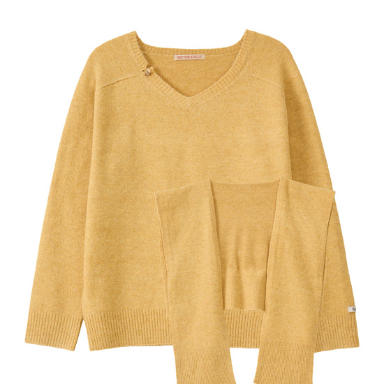 Bitter Cells [SET] Essential V Neck Knit & Shawl