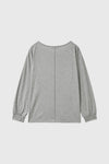 General Idea WOMAN Boat Neck Loose Fit Graphic T-Shirt [MELANGE GREY]