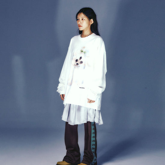 Nice Ghost Club Three Eyes Dog Big Big Long Sleeve Tee