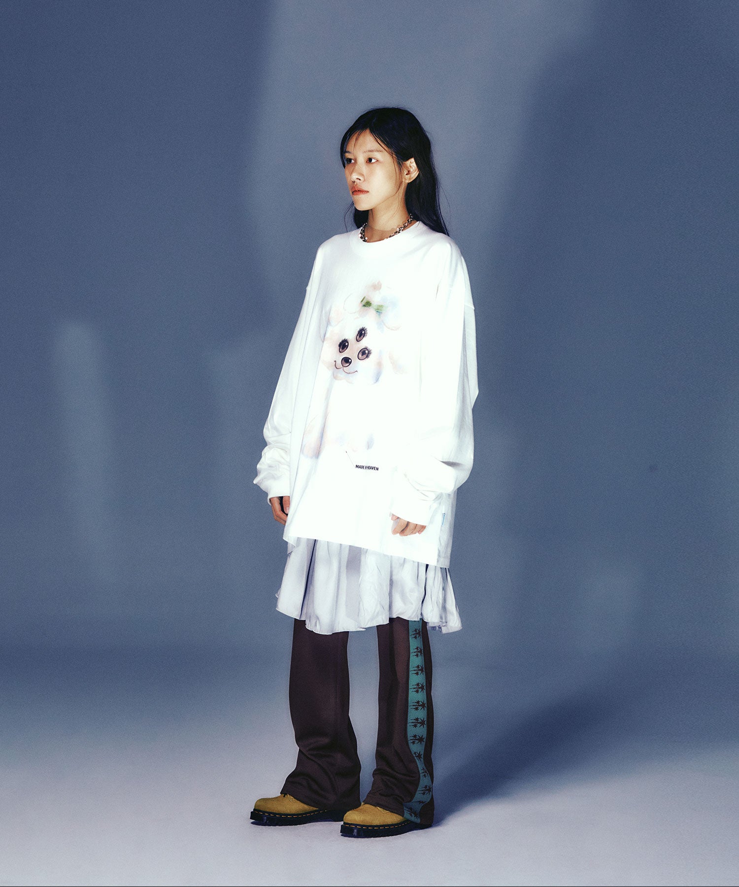 Nice Ghost Club Three Eyes Dog Big Big Long Sleeve Tee