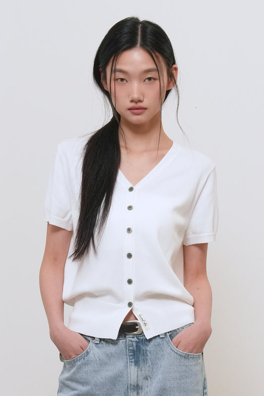 General Idea WOMAN Temperature Cut Cool Essential Half Cardigan [WHITE]
