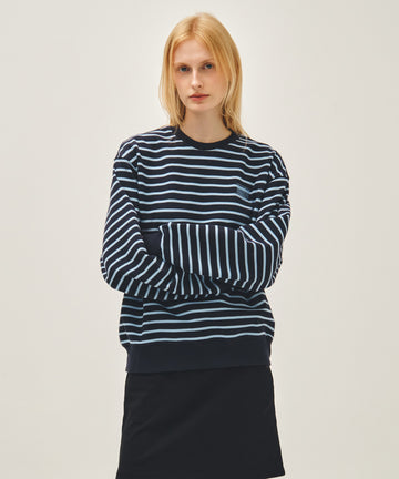 Marithé François Girbaud SMALL CLASSIC LOGO STRIPE SWEATSHIRT navy