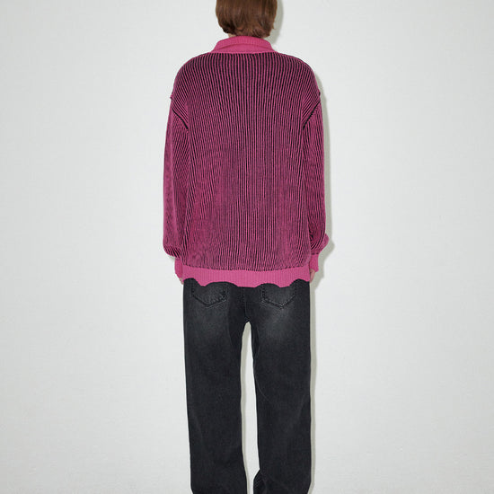 Mahagrid CUTTING CONTRAST HALF ZIP-UP KNIT