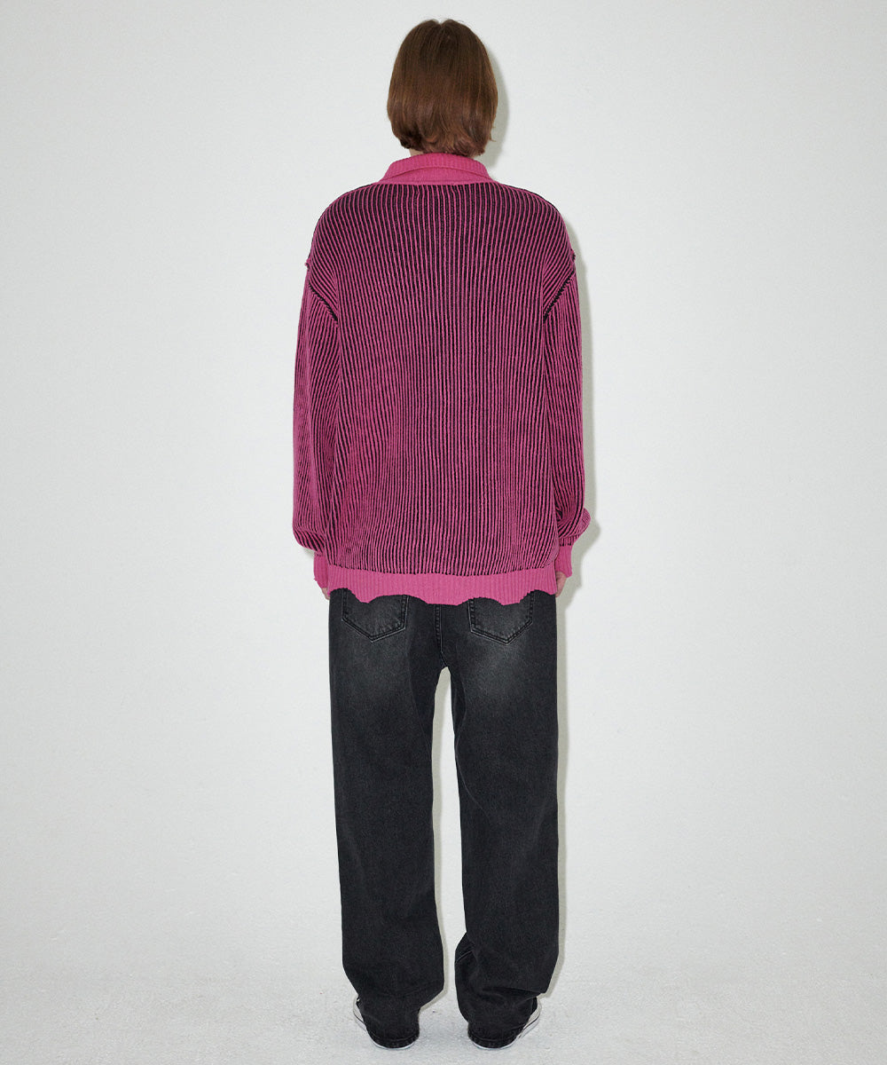 Mahagrid CUTTING CONTRAST HALF ZIP-UP KNIT