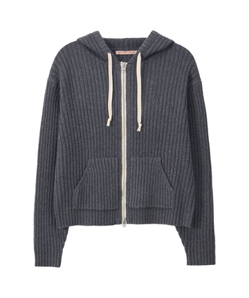 Bitter Cells Essential Ribbed Knit Hood Zip Up