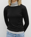 Marithé François Girbaud Women's Layered Turtle Neck Long Sleeve Light Brown