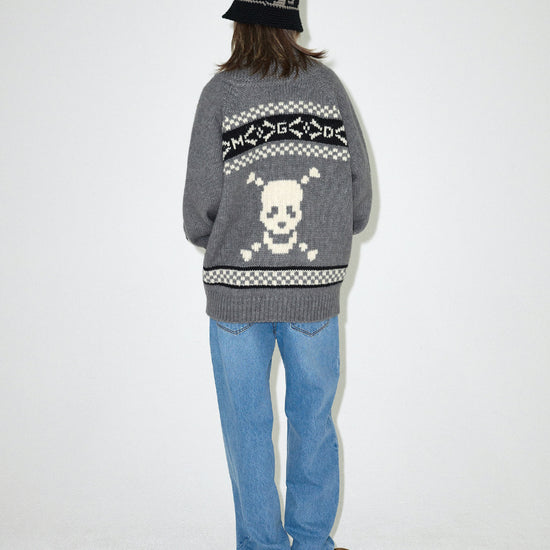 Mahagrid Skull Cowichan Knit Sweater