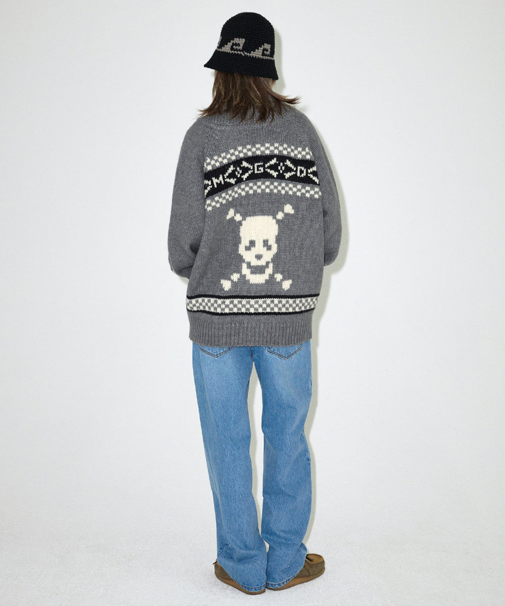 Mahagrid Skull Cowichan Knit Sweater