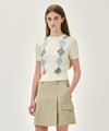 Marithé François Girbaud W ARGYLE CABLE HALF KNIT PULLOVER