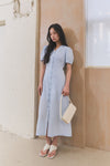 General Idea Woman Stripe V-Neck Puff Long Dress