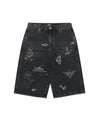 Nice Ghost Club Big Wide Bermuda Doodle Denim Pants