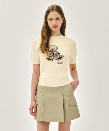 Marithé François Girbaud W DOODLE BEAR HALF KNIT PULLOVER