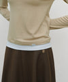 Marithé François Girbaud Women's Layered Turtle Neck Long Sleeve Light Brown