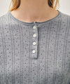 Marithé François Girbaud W CROCHET HALF BUTTON KNIT melange gray