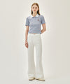 Marithé François Girbaud W STRIPE SLIM CROP COLLAR TEE