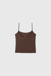 General Idea WOMAN Cap-Lined Backless Sleeveless Top [BROWN]