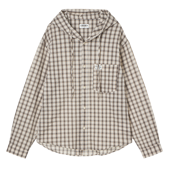 AEAE CHECK HOOD SHIRTS [BEIGE]