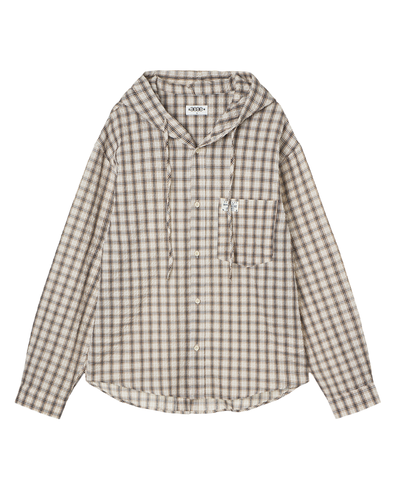 AEAE CHECK HOOD SHIRTS [BEIGE]