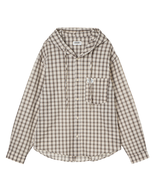 AEAE CHECK HOOD SHIRTS [BEIGE]
