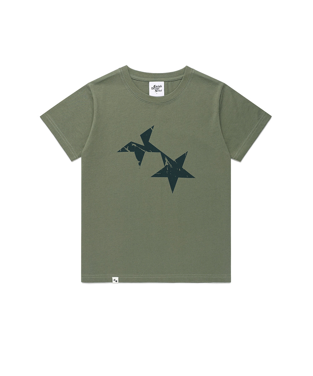 Cavish Women's Twin Star Short Sleeve T-Shirt in Khaki