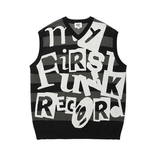 Cavish Funk Record Jacquard Knit Vest