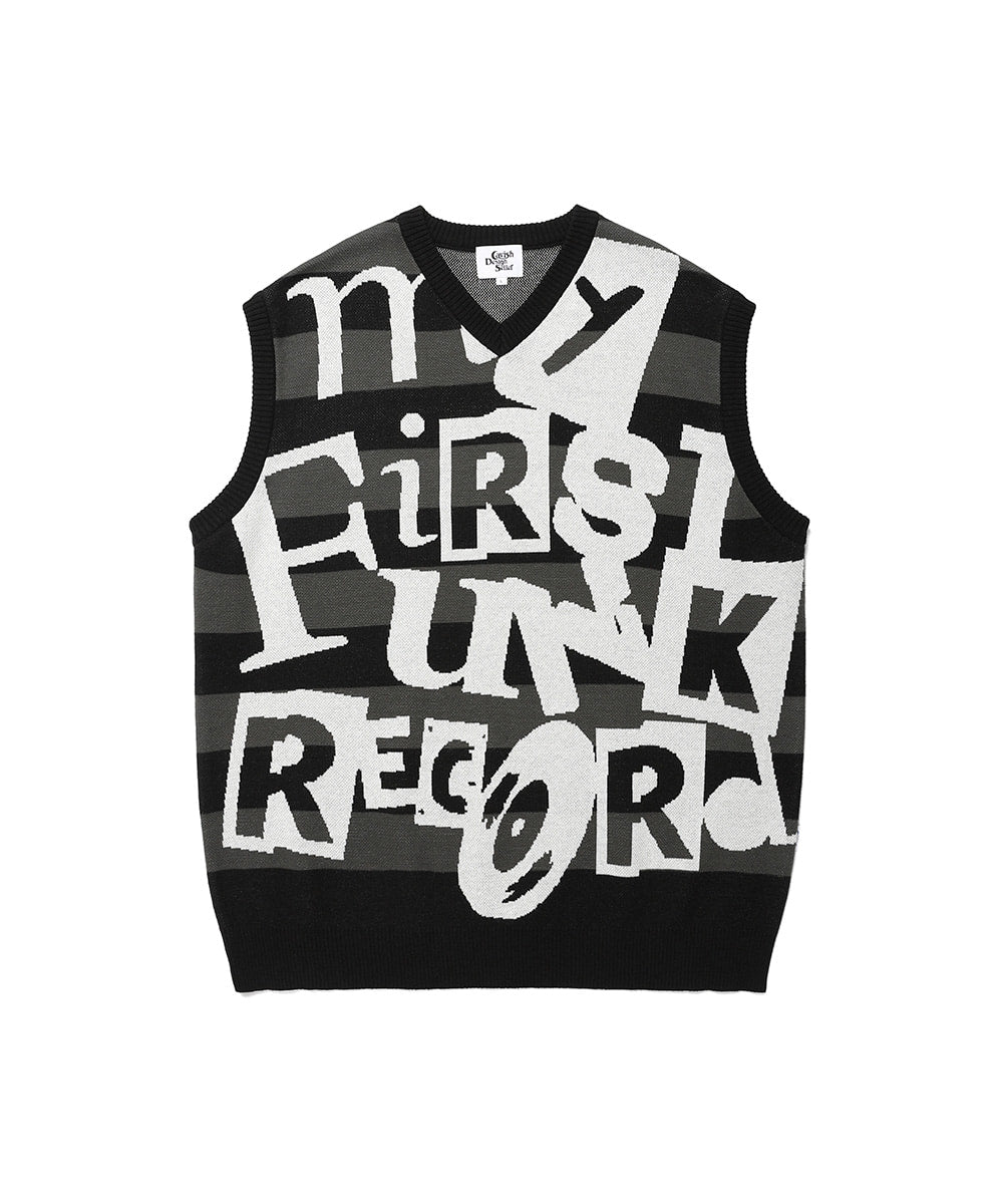 Cavish Funk Record Jacquard Knit Vest