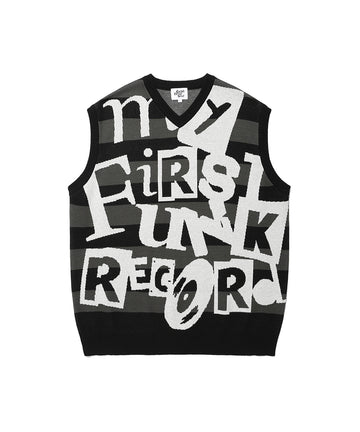 Cavish Funk Record Jacquard Knit Vest