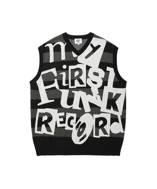 Cavish Funk Record Jacquard Knit Vest