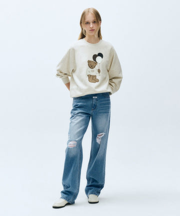 Marithé François Girbaud Women's Damaged Washed Denim Pants Blue