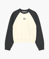 Marithé François Girbaud W BLOCK CLASSIC LOGO RAGLAN CROP SWEATSHIRT charcoal