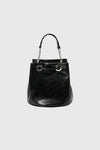 General Idea WOMAN Crack Faux Leather Bucket Bag [BLACK]