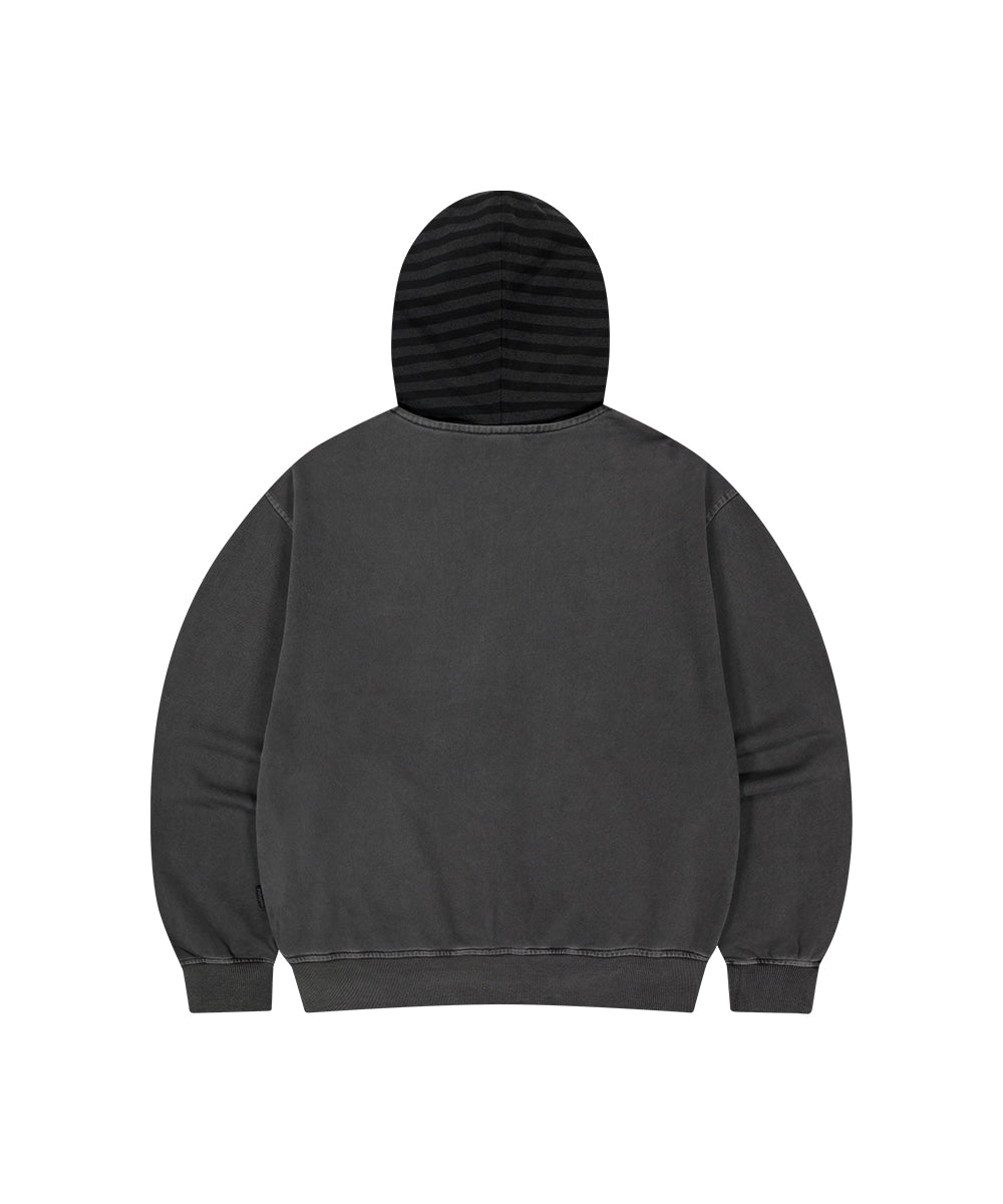 Mahagrid Pigment Stripe Mixed Zip Up Hoodie