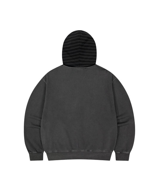 Mahagrid Pigment Stripe Mixed Zip Up Hoodie