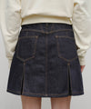 Marithé François Girbaud W Denim Pleated Mini Skirt Dark Blue