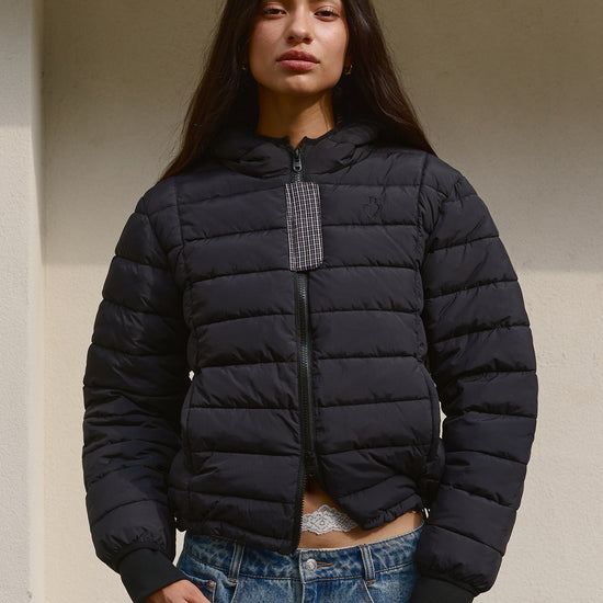 Bitter Cells Hood Check Light Puffer Jacket