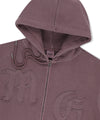 Mahagrid Big Gothic Cut Off Pigment Zip-Up Hoodie in Burgundy