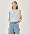 Marithé François Girbaud SORONA COOL SMALL CLASSIC LOGO SLEEVELESS light heather gray