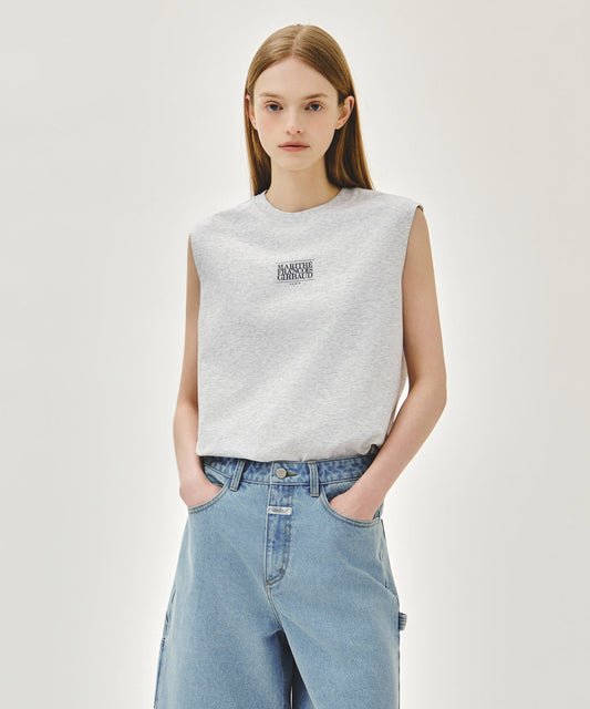 Marithé François Girbaud SORONA COOL SMALL CLASSIC LOGO SLEEVELESS light heather gray