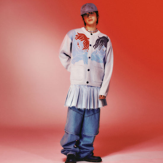 Nice Ghost Club Angels Knit Cardigan [Grey]