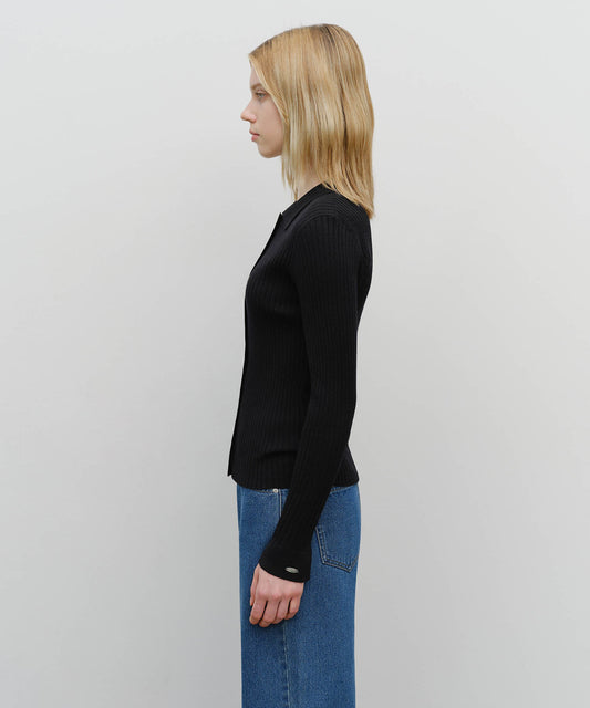 Marithé François Girbaud Women's Slim Fit Collar Cardigan Black