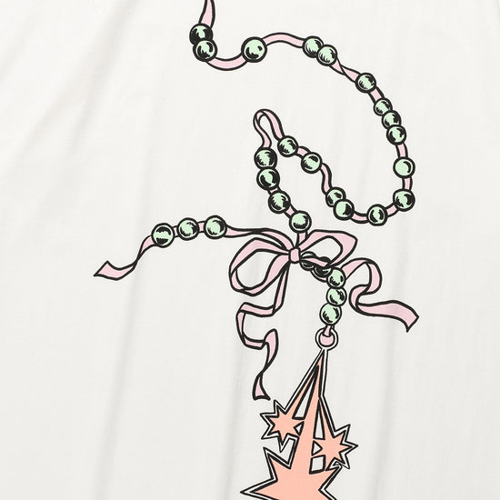 Nice Ghost Club Pearl Necklace Symbol Big Big Tee White